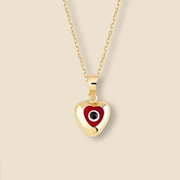 14k real Yellow Gold Evil Eye Charm Pendant - For Good Luck And Protection - Picture 1 of 4